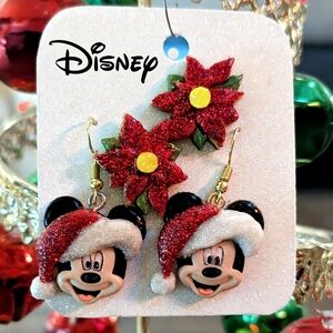 Disney Red and White Mickey Mouse Holiday Earrings